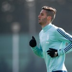 Il centrocampista della Juve Rodrigo Bentancur si allena nel centro sportivo di Vinovo