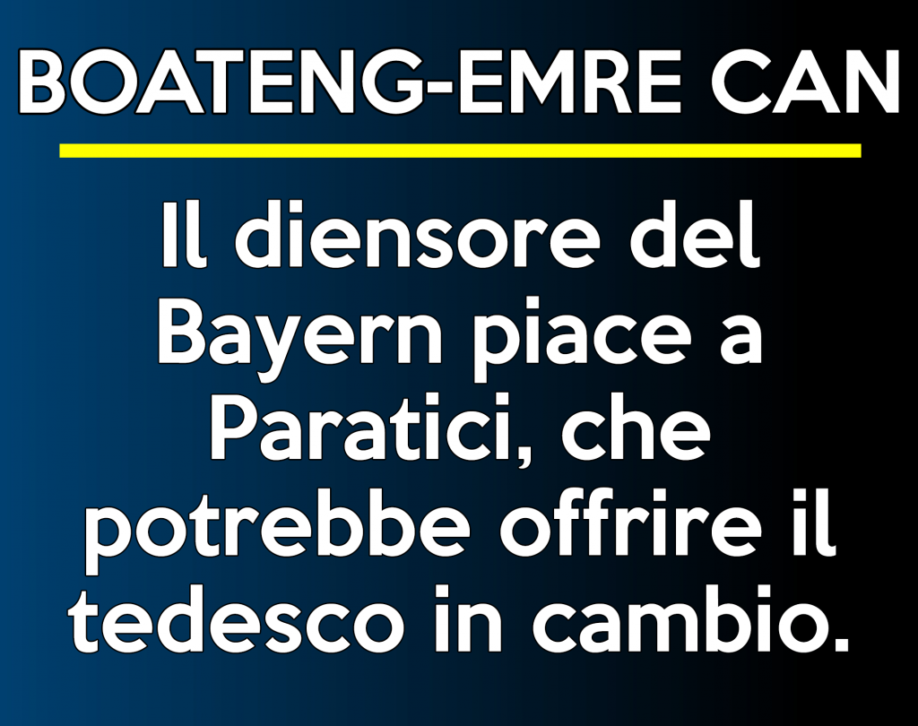 Mercato Juve: si riparla dello scambio Boateng-Emre Can.