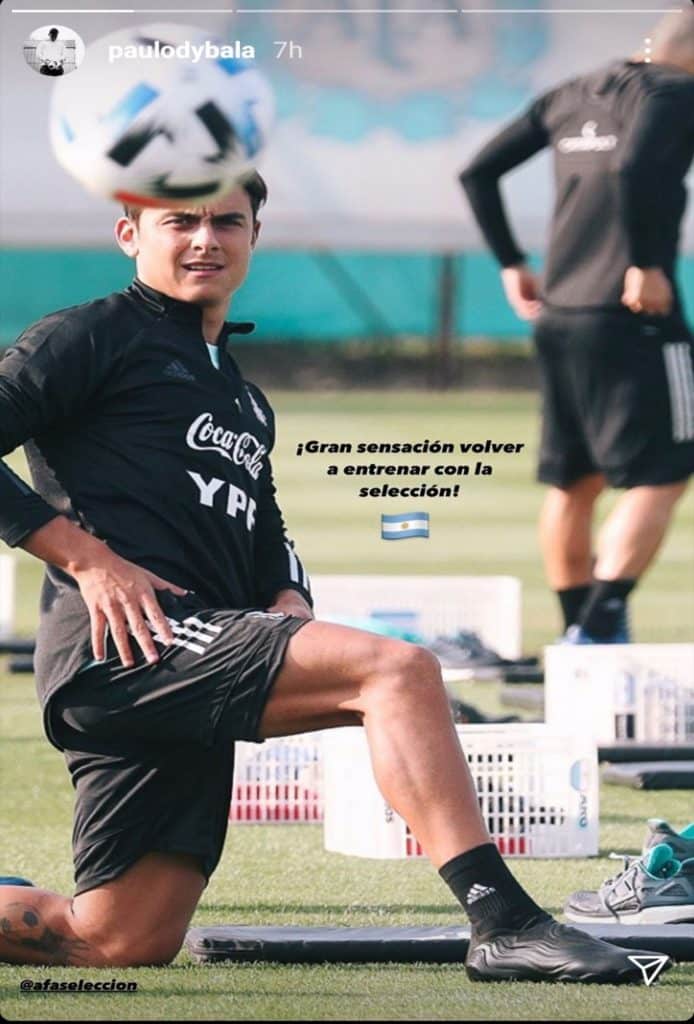 Dybala in allenamento con l'Argentina