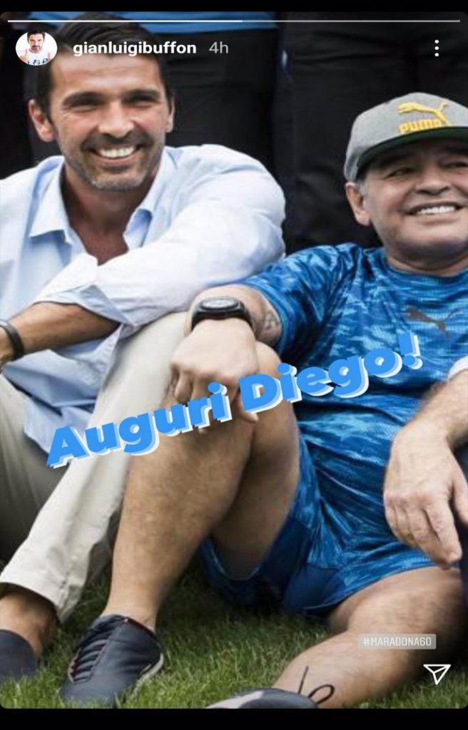 Gli auguri di Gigi Buffon a Maradona