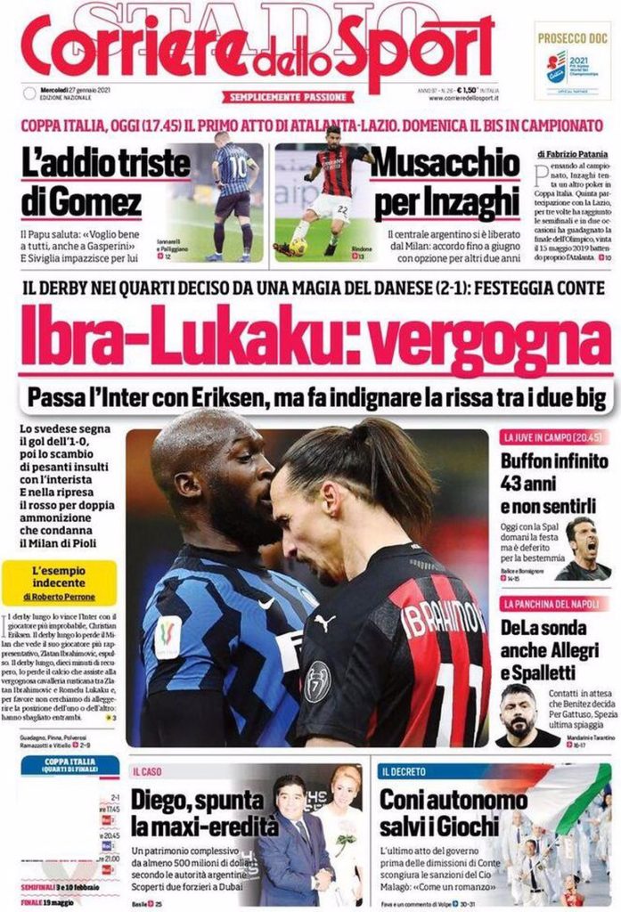 Prima pagina Corriere 27-01-2021