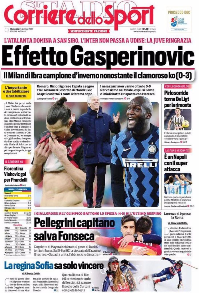 Prima pagina Corriere 24-01-2021