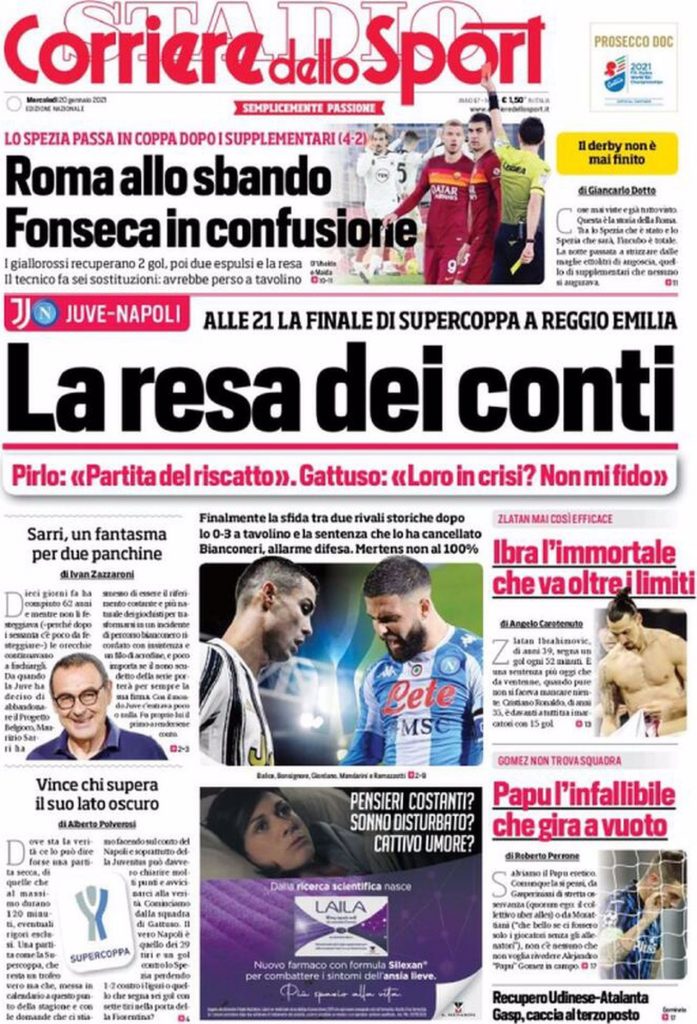 Prima pagina Corriere 20-01-2021