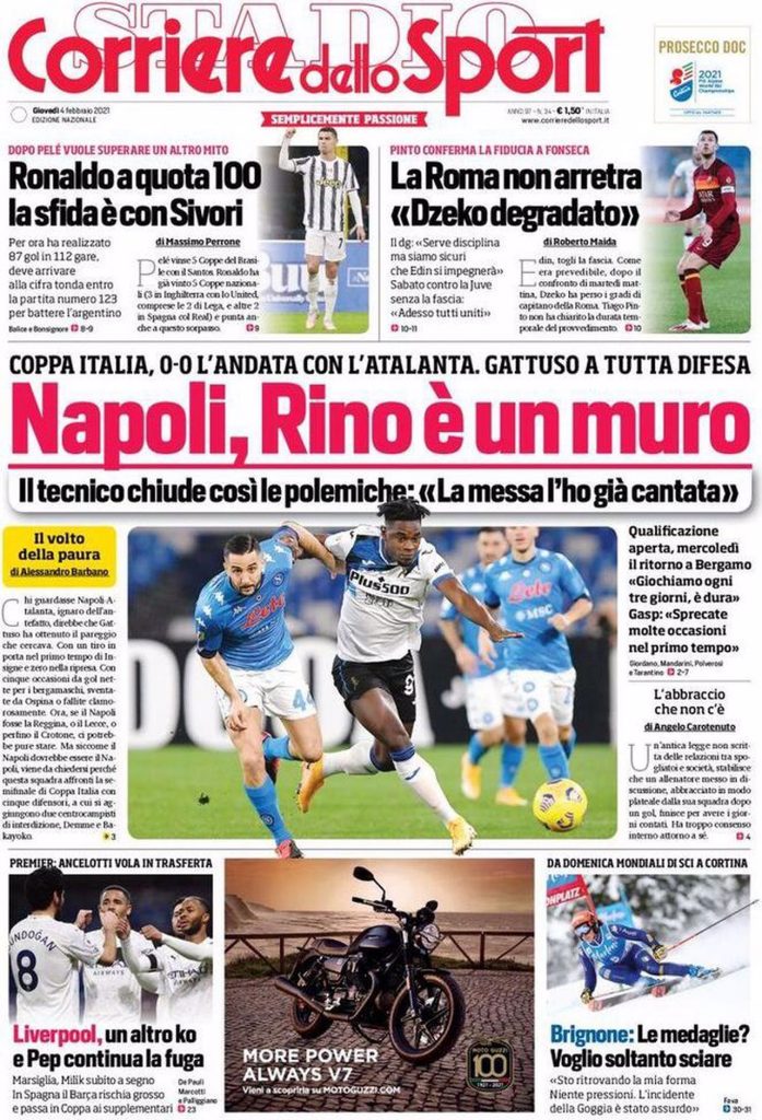 Prima pagina Corriere 04-02-2021