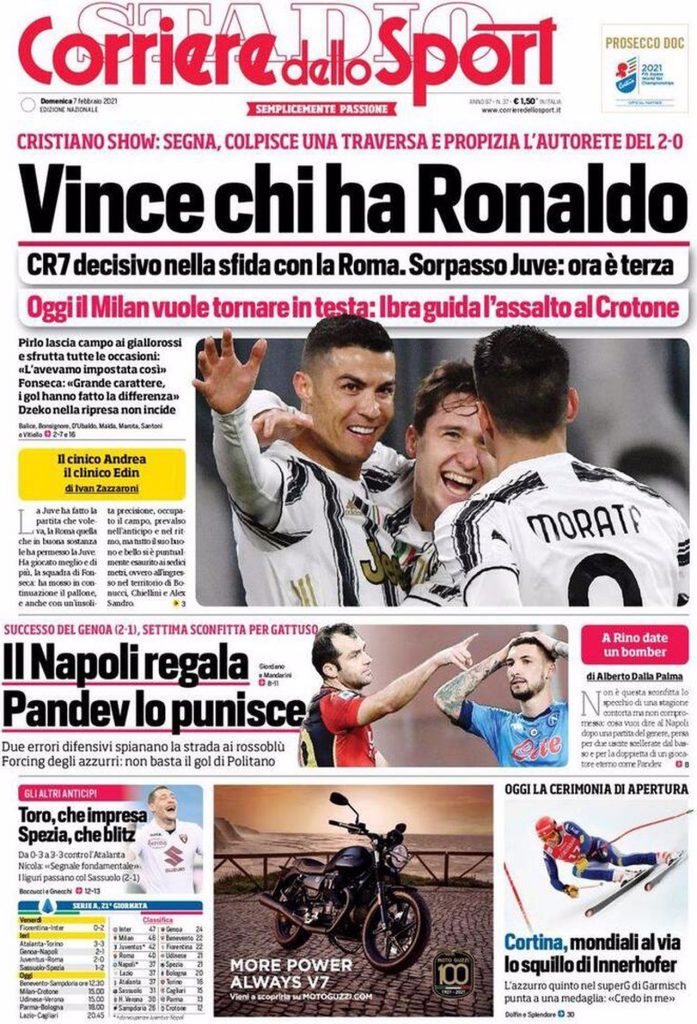 Prima pagina Corriere 07-02-2021