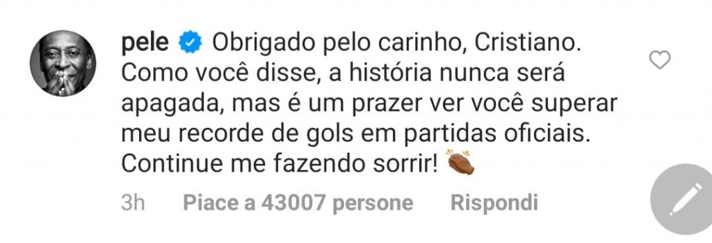Commento di Pelè a CR7