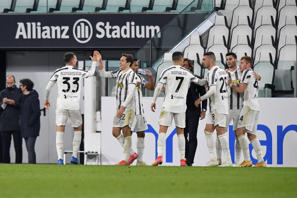 La Juventus esulta dopo il gol