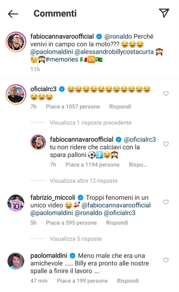 Commenti Maldini e Roberto Carlos